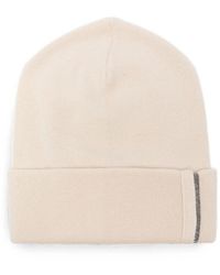 Brunello Cucinelli - Ribbed Cashmere Knit Beanie With Monili Detail - Lyst