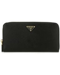Prada - Large Zip Around Saffiano Leather Wallet - Lyst