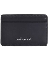 Maison Kitsuné - Grained Leather Cardholder With Embossed Logo - Lyst