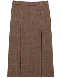 Saint Laurent - Wool And Cashmere Prince Of Wales Midi Skirt - Lyst