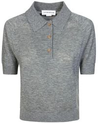 Victoria Beckham - Lightweight Fine Guage Knitted Polo Top - Lyst