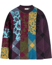 Dries Van Noten - Wool Alpaca Oversized Patchwork Floral Striped Jumper - Lyst