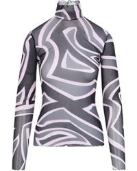 PUCCI - Semi Sheer Printed Long-sleeved High-neck Top - Lyst