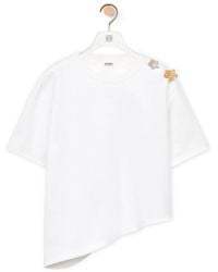 Loewe - Asymmetric T-shirt With Crystals Flowers - Lyst