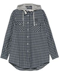 Miu Miu - Check-Pattern Hooded Shirt - Lyst
