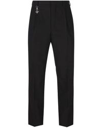 Prada - Charm-Detail Cotton Tapered Trousers - Lyst