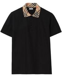 Burberry - Check-Collar Cotton Polo Shirt - Lyst