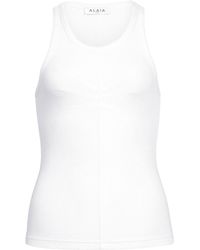 Alaïa - Cotton Tank Top With Pleats - Lyst