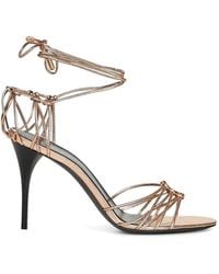 Saint Laurent - Babylone Laminated Leather Sandals - Lyst