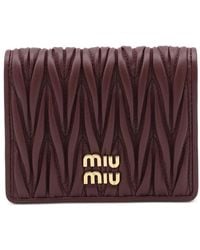 Miu Miu - Small Matelassé Nappa Leather Wallet With Snap Closure Accessories - Lyst