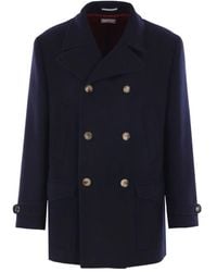 Brunello Cucinelli - Wool Double-Breasted Coat - Lyst