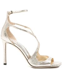 Jimmy Choo - Azia 95 Platinum Brilliance Fabric Sandals - Lyst