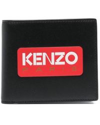KENZO - Portafoglio in pelle nera - Lyst