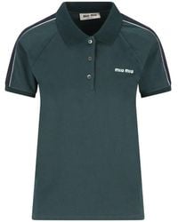 Miu Miu - Two-Tone Jersey Polo Shirt - Lyst