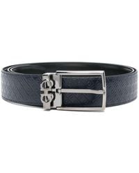 Ferragamo - Double Gancini Logo-Debossed Leather Belt - Lyst