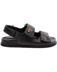 Prada - Logo Leather Sandal - Lyst