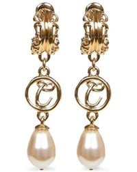 Chloé - Brass & Glass Pearl Pendent Earrings - Lyst