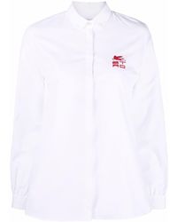 Etro Embroidered-logo Cotton Poplin Shirt - White