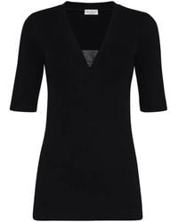Brunello Cucinelli - Cotton V-Necked Top - Lyst