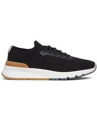 Brunello Cucinelli - Runners In Cotton And Semi-shiny Calf Leather - Lyst