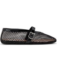 Alaïa - Ballerina Strap Mesh Leather Flats - Lyst
