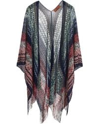 Missoni - Zig-Zag Lurex Knit Poncho With Fringe - Lyst