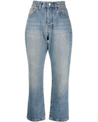 Jeans crop a vita mediaMother in Denim di colore Neutro Donna Abbigliamento da Jeans da Jeans capri e cropped 