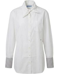 Prada - Shirt With Knot And Striped Cuffs - Lyst