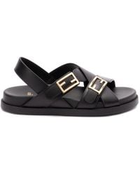 Fendi - Feel Triple-Band Cross-Over Sandals - Lyst