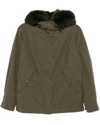 Yves Salomon - Short Cotton Parka With Fox And Rabbit Fur - Lyst