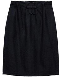 Prada - Bow-Detailed Frayed-Edge Midi Skirt - Lyst