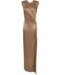 Elisabetta Franchi - Carpet Shiny Viscose Jersey Long Dress With Side Slit - Lyst
