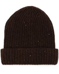 Roberto Collina - Ribbed Cashmere And Silk Beanie With Sequins - Lyst