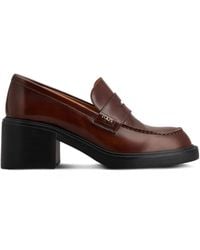 Tod's - Leather Heeled Penny Loafers Shoes - Lyst