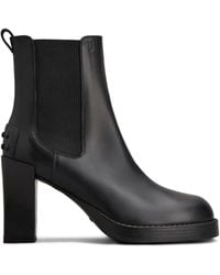 Tod's - Leather Heeled Chelsea Ankle Boots Shoes - Lyst