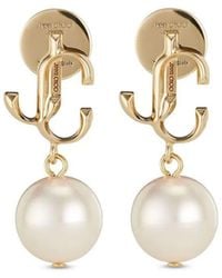 Jimmy Choo - Jc Logo Pearl Earrings - Lyst