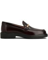Tod's - Leather Loafers With Metal Bar - Lyst