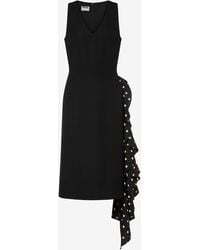 Moschino - Polka Dots Wool Blend Diagonal Dress - Lyst