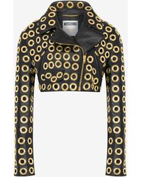 Moschino - Biker Cropped In Nappa Eyelets - Lyst