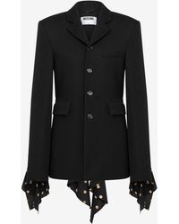 Moschino - Polka Dots Wool Blend Diagonal Jacket - Lyst