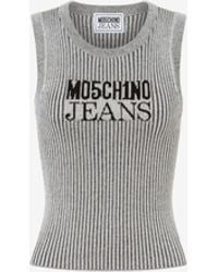 Moschino - Lurex Knit Top With Logo - Lyst