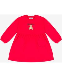 Moschino - Teddy Bear Printed Cotton Fleece Dress - Lyst