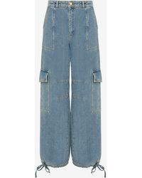 Moschino - Blue Denim Oversized Trousers - Lyst