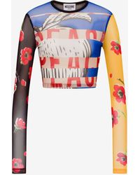 Moschino - Printed Tulle Crop Top - Lyst