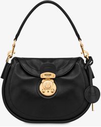 Moschino Teddy Lock Nappa Hobo Bag in Black Womens Bags Hobo bags and purses 