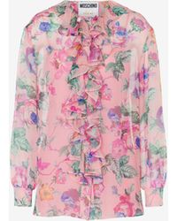 Moschino - Flowers Print Chiffon Shirt - Lyst