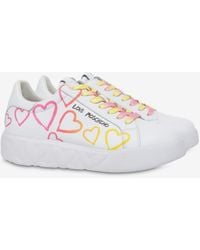 Moschino - Sneakers En Cuir De Veau Heart Love - Lyst