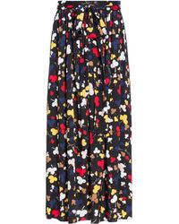 Boutique Moschino Gonna In Raso Crepe Con Fiori - Nero