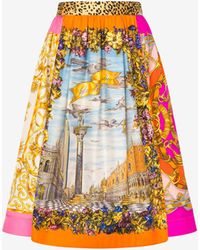 Moschino - Scarf Print Twill Skirt - Lyst