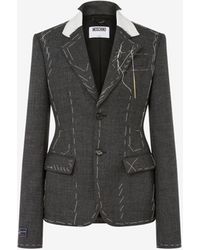 Moschino - Embroidered Wool Canvas Jacket - Lyst
